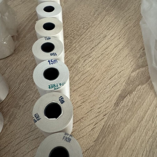 Cash register rolls new, 27 pieces 25m and 7 pieces 15m, 57x50