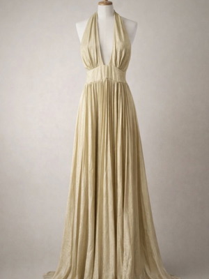Grecian gown, beige shimmer, size M/L, backless