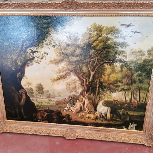 Adam & Eve painting U. Swanson large used
