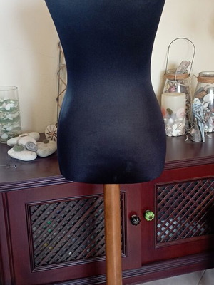 Female display bust with solid wooden base