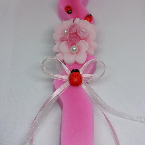 Zig Zag Candle 24 cm handmade with scented flowers