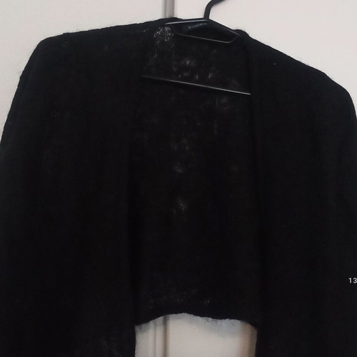 Women's bolero cardigan black wool blend with waist tie like new, size M
