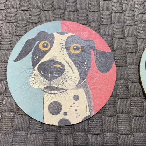 Wooden coasters set of 6 with dog designs new