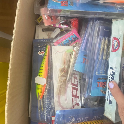 Fishing gear new, 2 boxes with various hooks and lures