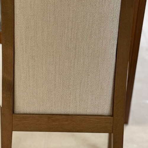 Casamania dining chairs set of 8, walnut wood, beige fabric