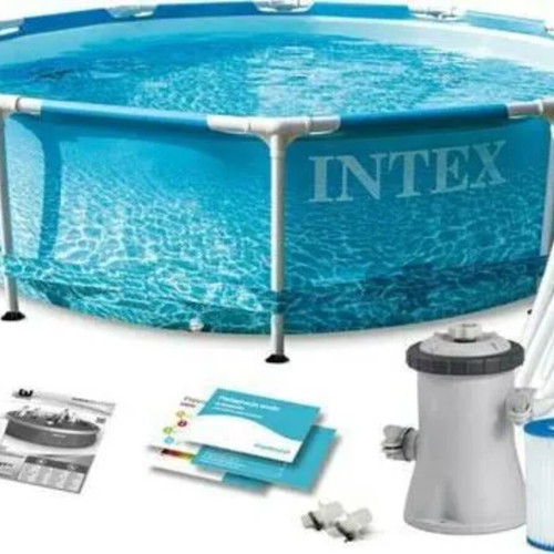 Intex Round Pool 4485lt with Metal Frame 305x76cm like new, blue