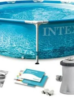 Intex Στρογγυλή πισίνα 4485lt με μεταλλικό σκελετό 305x76εκ. σαν καινούργια, γαλάζια
