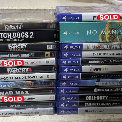 PS4 Games Bundle used, 21 titles with cases