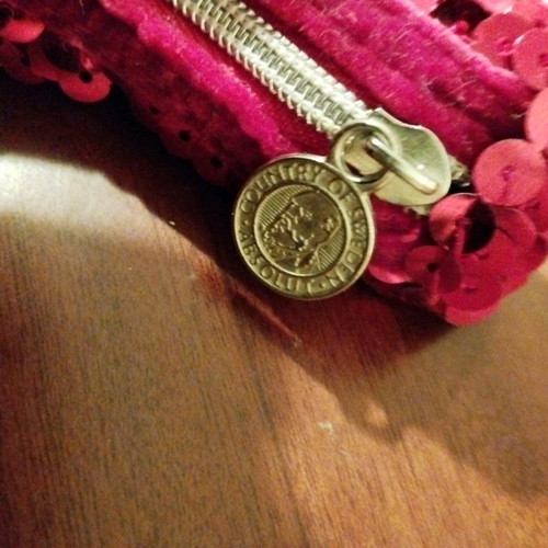 Absolut toiletry bag used with red burgundy sequins