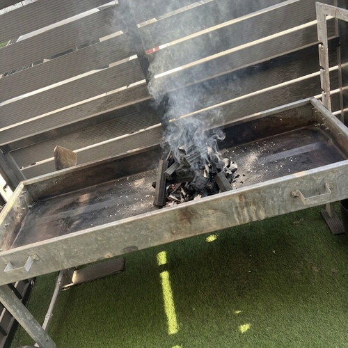 Rotisserie grill heavy-duty used with double worm gear system and 4 skewers