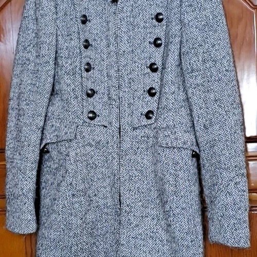 Zara Basic Herringbone Military Wool Blend Coat like new, size L