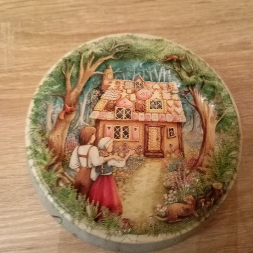Metal Churchill s candy tin used, vintage with embossed design