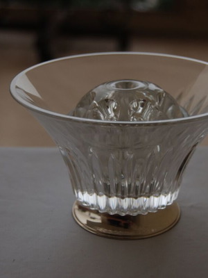 Glass vase with silver base like new