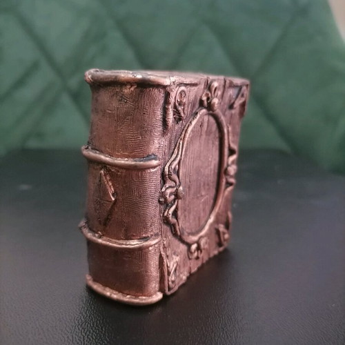 Handmade plaster book in copper color new