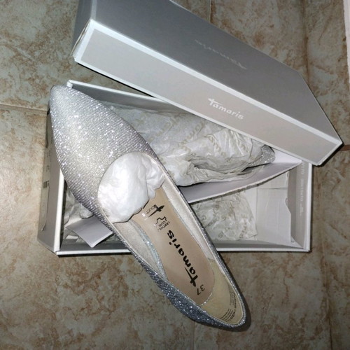 Tamaris pumps new, silver, size 37, 6cm heel height