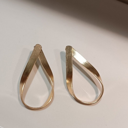 Gold drop earrings handmade with stainless steel posts