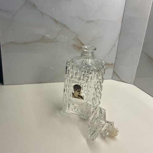 Vintage crystal decanter 1960–1970 with silver classical medal and stopper