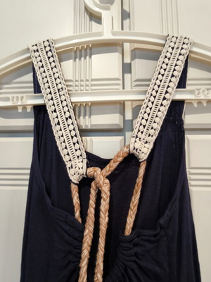 Benissimo blue maxi dress with lace and back opening like new