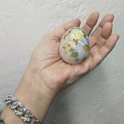 Easter marble egg with handmade painting 6 cm new