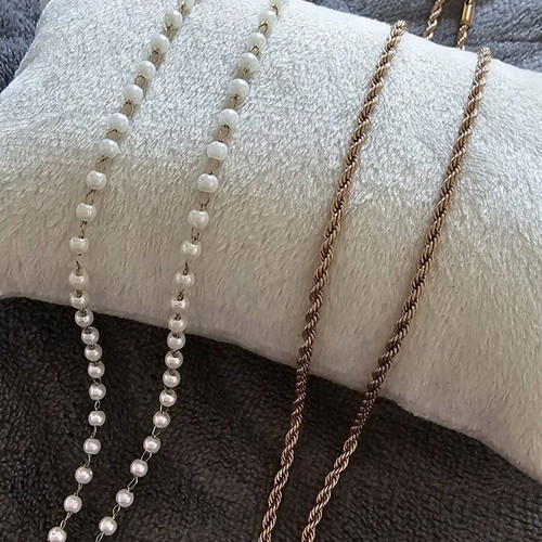 Stainless Steel Necklace Set like new with pearls and twisted design