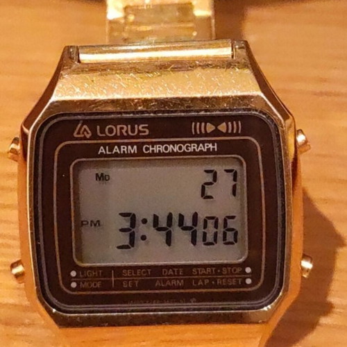 Lorus Alarm Chronograph watch used with FS bracelet brown and gold