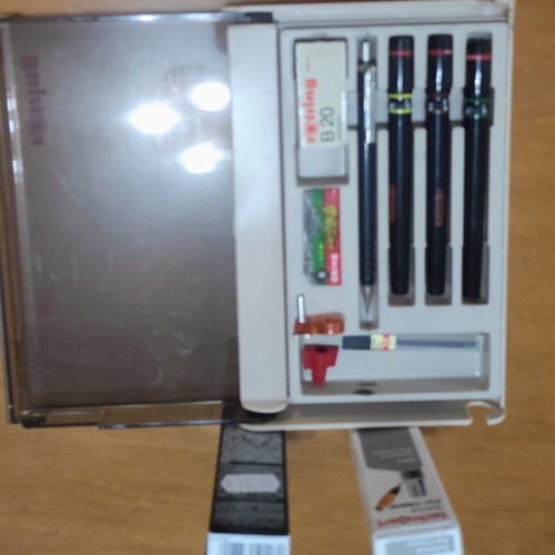 Rotring rapidograph set with sharpener and ink