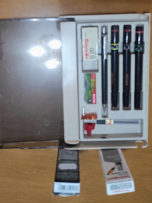 Rotring rapidograph set with sharpener and ink