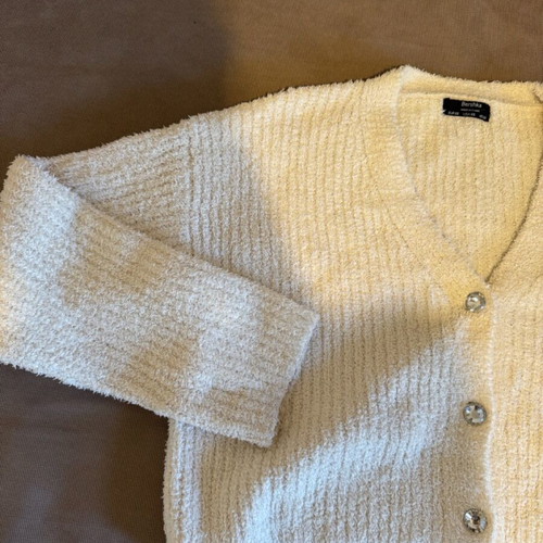 Bershka women's knitted cardigan like new, white