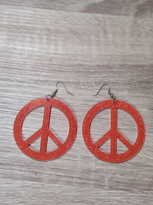 Peace hanging earrings orange new with glitter