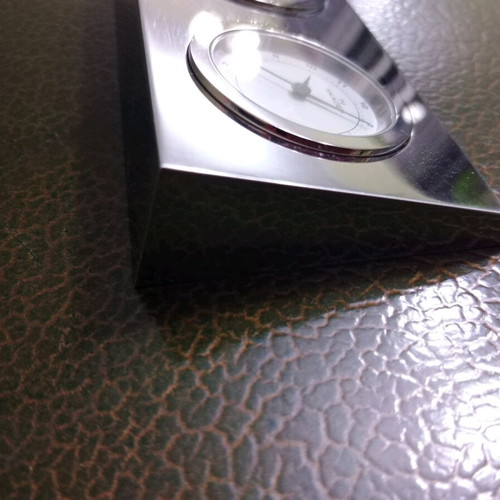 Skagen table clock used, silver metal