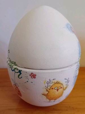 Handmade ceramic Easter egg with decoupage like new