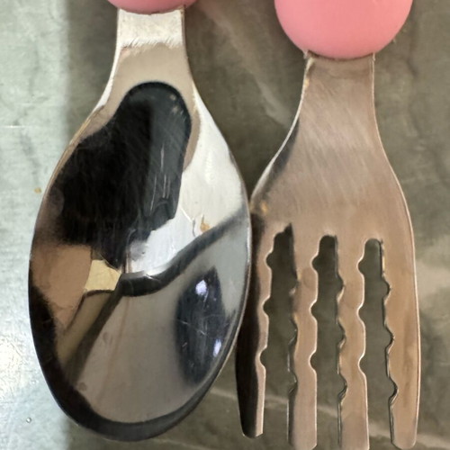 Children's stainless steel cutlery set used with case (spoon + fork)