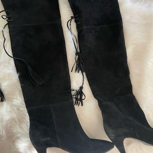 Nine West black suede high boots like new, size 37.5-38
