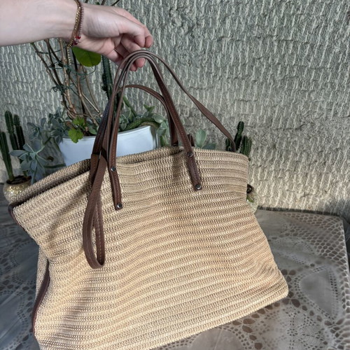 Stradivarius shoulder bag like new, beige and brown, large summer