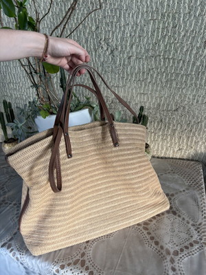 Stradivarius shoulder bag like new, beige and brown, large summer