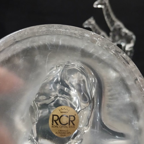 RCR Crystal Sculpture Lioness with Cub made in Italy like new