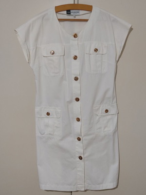 Rb Errebi women's linen dress white short sleeve size 46 like new