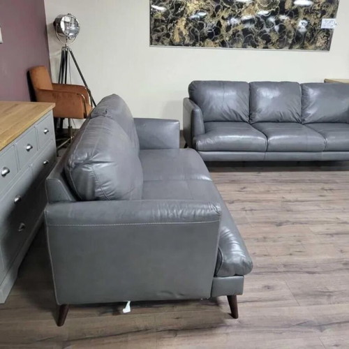 Gray leather sofa set three-seater and two-seater new