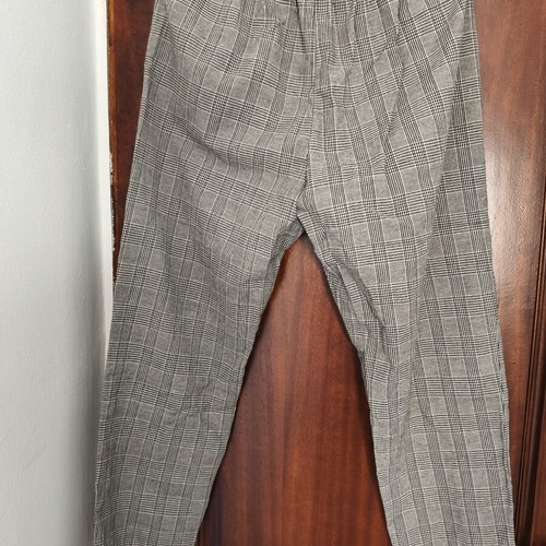 Shein checked pants summer large like new, white and gray