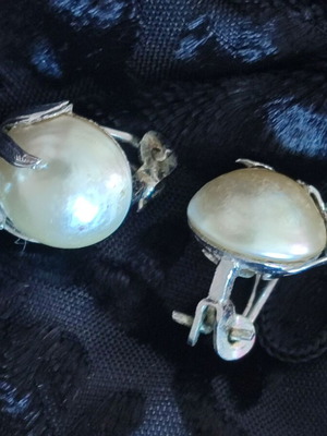 Vintage 925 Silver Earrings with Pearls & Zircons, 8g
