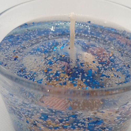 Gel candle Ocean Luxury handmade with gold leaf and Wood & Salt scent