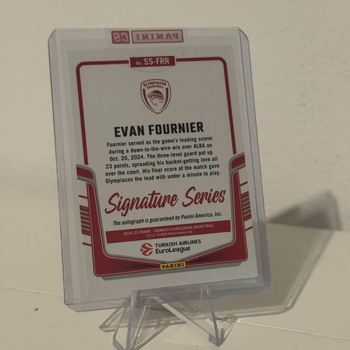 Evan Fournier 2024-25 Donruss EuroLeague Signature Series Purple Laser Holo Auto card