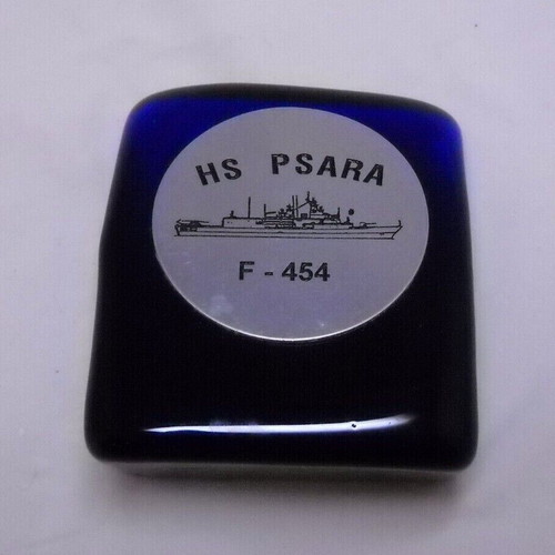 Paperweight used frigate HS PSARA F-454 solid glass