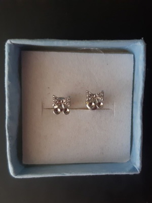 Bow earrings new, silver, pure steel