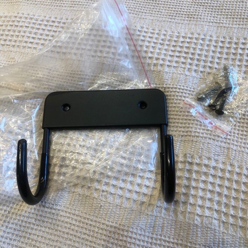 Metal wall hanger black with screws for ironing board and other uses