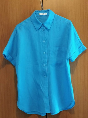 MNG light blue women's shirt linen size S like new