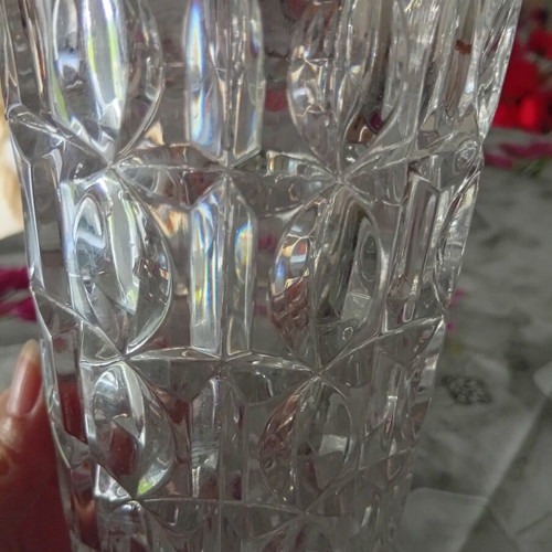 Crystal carved luxury vase, new, height 25cm diameter 10cm