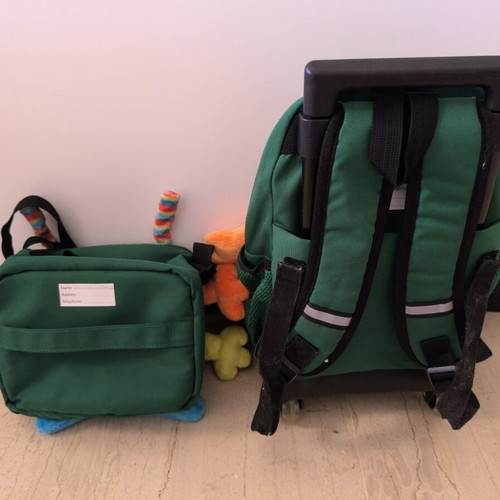Polo Trolley Monster Preschool Set with Insulated Lunch Bag used