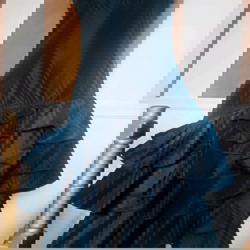 Vintage Y2K Mango ruffle asymmetric evening dress like new, black