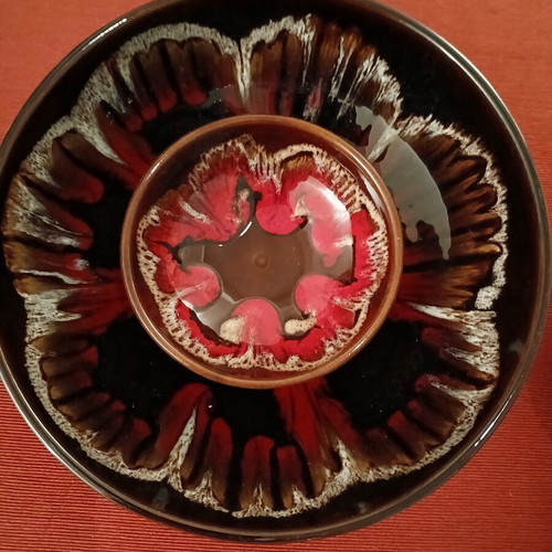 Vintage ceramic lava design 6-piece set with glossy enamel